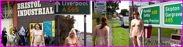 Naked in Public TV presents British public nudity naked women walking the streets of Englad, Scotland and Wales