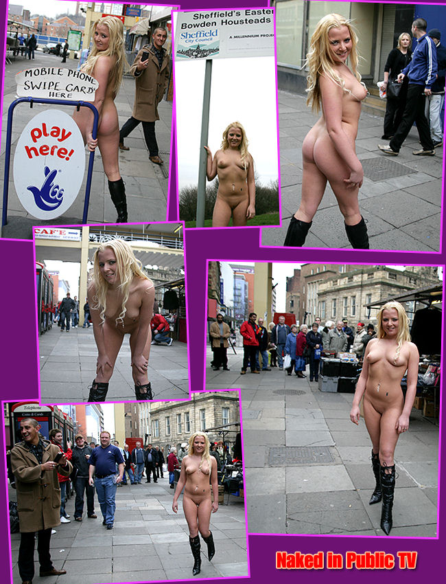 Naked in Public TV presents Linday Anne Wheatcroft naked in Sheffield British public nudity